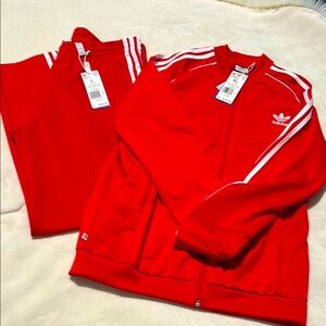 Adidas Red Track Suit with White Stripes 2pc